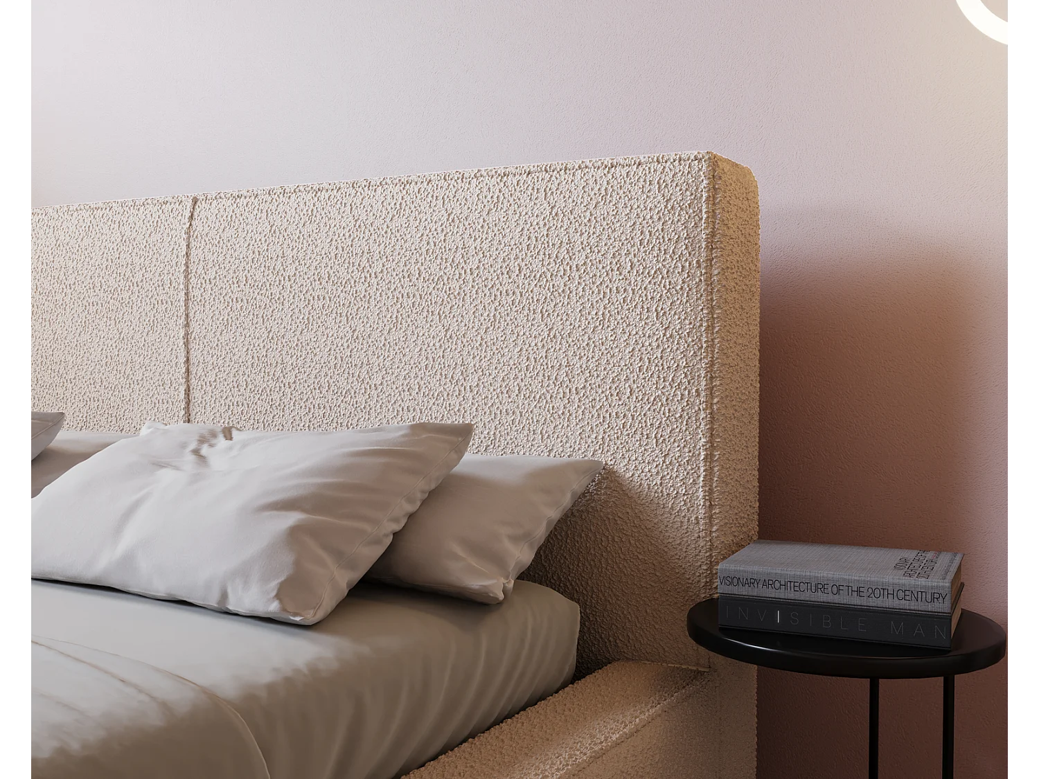 Emporius Morin Doppelbett 140x200 - Polsterbett boucle, bett 140x200 mit Bettkasten - Creme (Anthology 1)