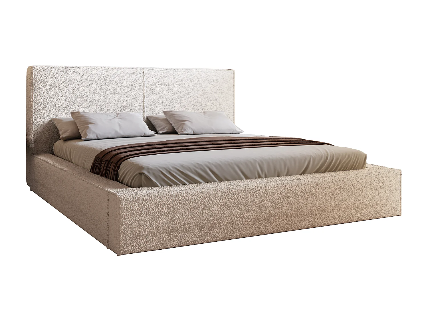 Emporius Morin Doppelbett 140x200 - Polsterbett boucle, bett 140x200 mit Bettkasten - Creme (Anthology 1)