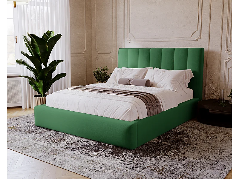 Emporius Velor gestoffeerd bed 200x200 - bed met opbergruimte en bedlade, tweepersoonsbed 200x200 fluwelen Groen (Magic Velvet 2225)
