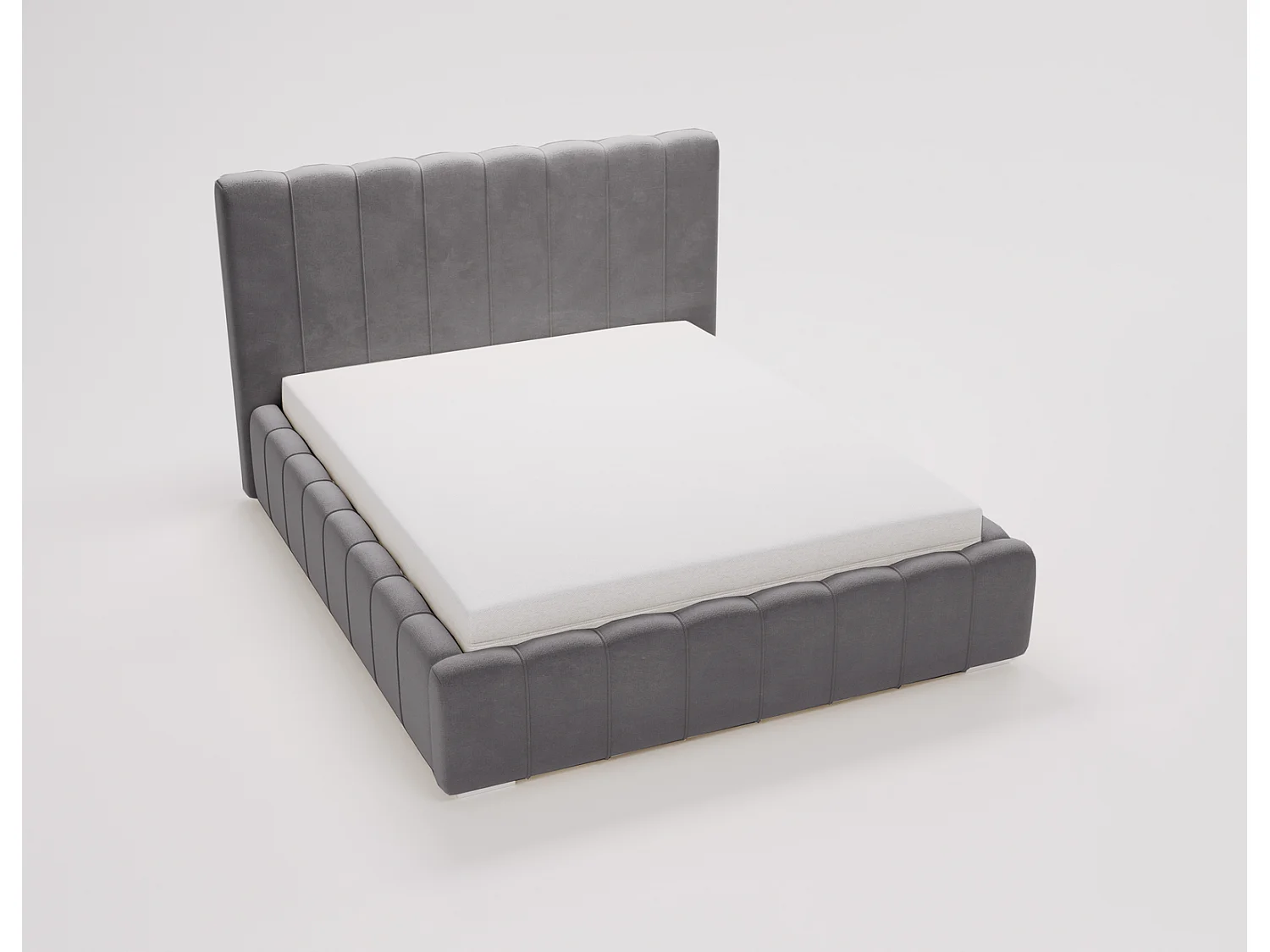 Emporius Lisbon gestoffeerd bed 180x200 met opbergruimte - bed 180x200, tweepersoonsbed fluwelen Grijs (Komodo 21)