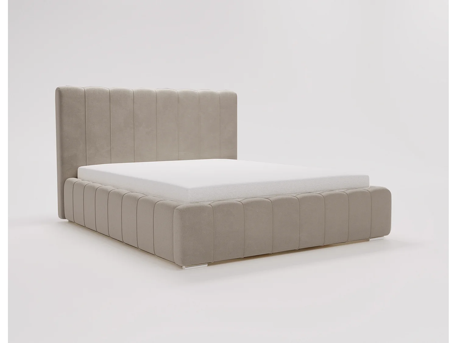 Emporius Lisbon gestoffeerd bed 200x200 met opbergruimte - bed 200x200, tweepersoonsbed fluwelen Beige (Komodo 11)
