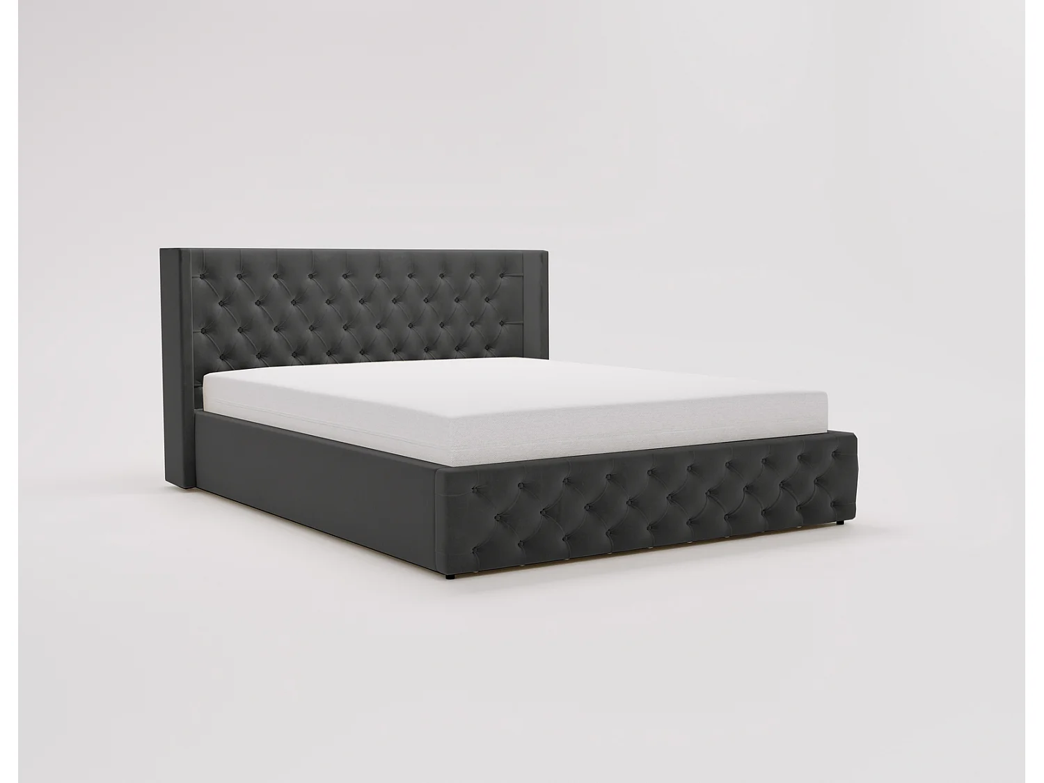 Emporius Rolia bed met opbergruimte 200x200 - tweepersoonsbed 200x200 gestoffeerd bed fluwelen Zwart (Magic Velvet 2219)