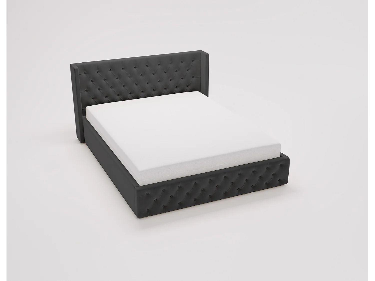 Emporius Rolia lit rembourré 200x200 lit avec rangement, sommier à lattes - lit coffre 200x200 tissu velour Noir (Magic Velvet 2219)