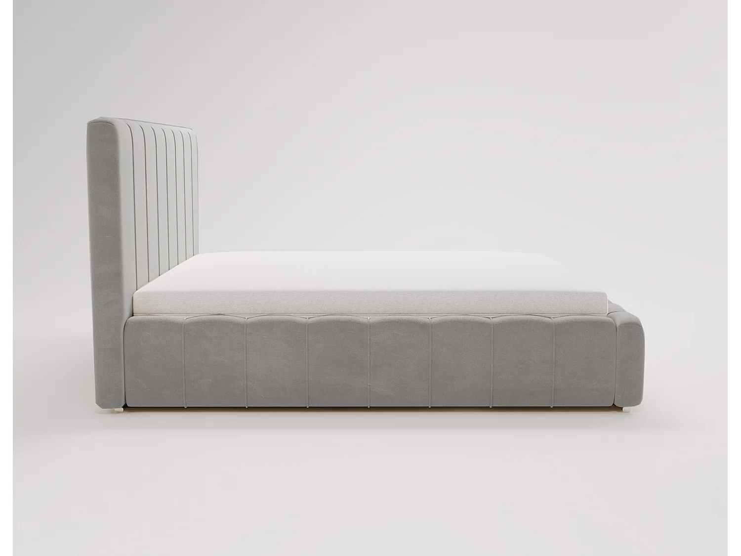 Emporius Lisbon gestoffeerd bed 180x200 met opbergruimte - bed 180x200, tweepersoonsbed fluwelen Lichtgrijs (Komodo 20)