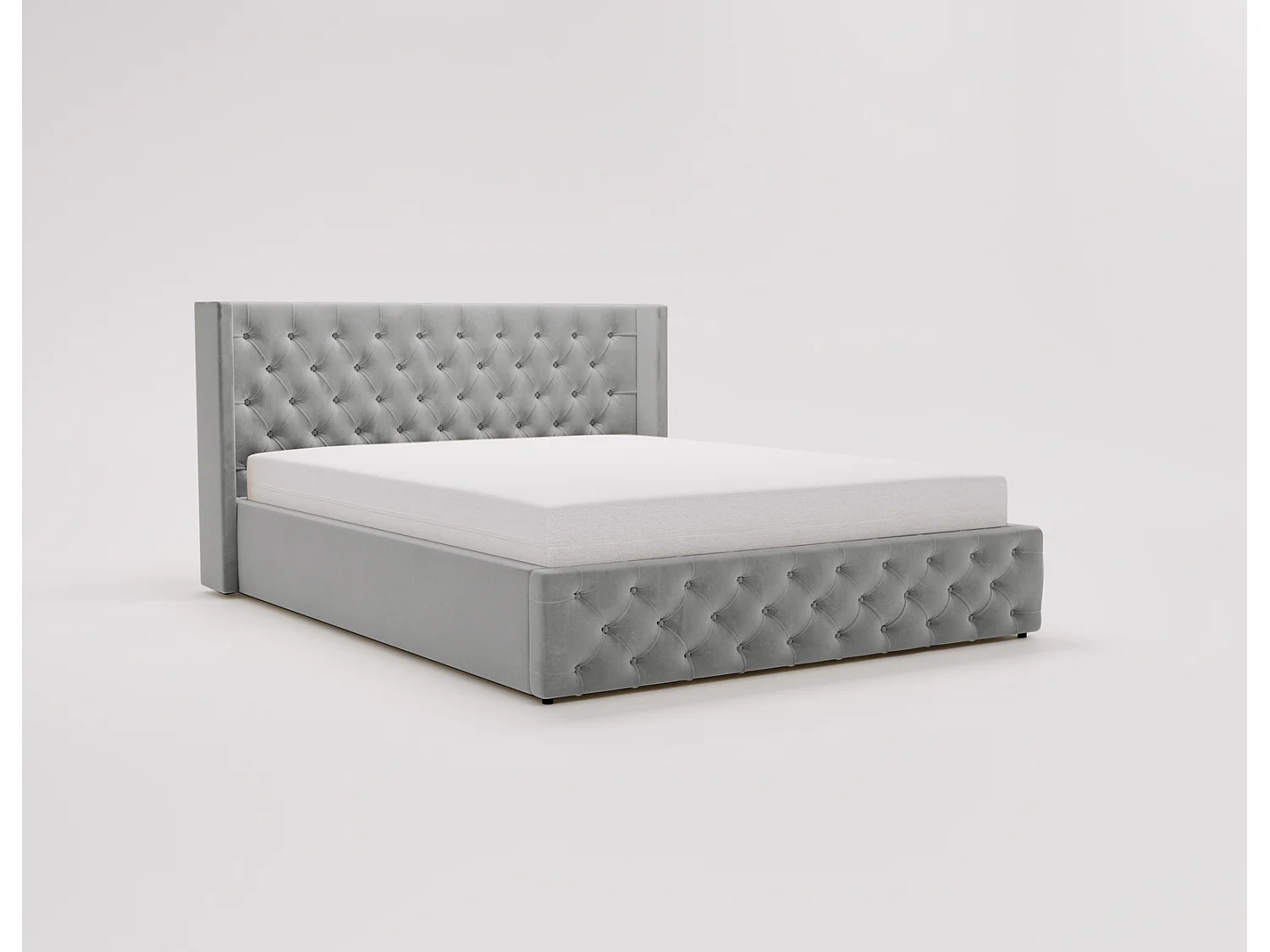 Emporius Rolia lit rembourré 200x200 lit avec rangement, sommier à lattes - lit coffre 200x200 tissu velour Gris clair (Magic Velvet 2218)