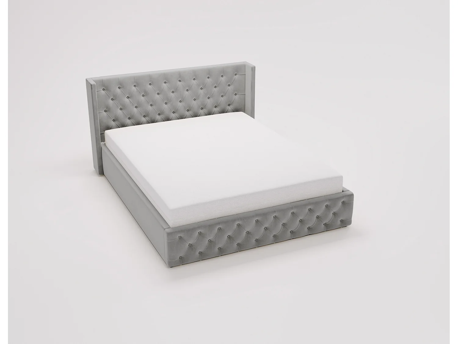 Emporius Rolia lit rembourré 200x200 lit avec rangement, sommier à lattes - lit coffre 200x200 tissu velour Gris clair (Magic Velvet 2218)