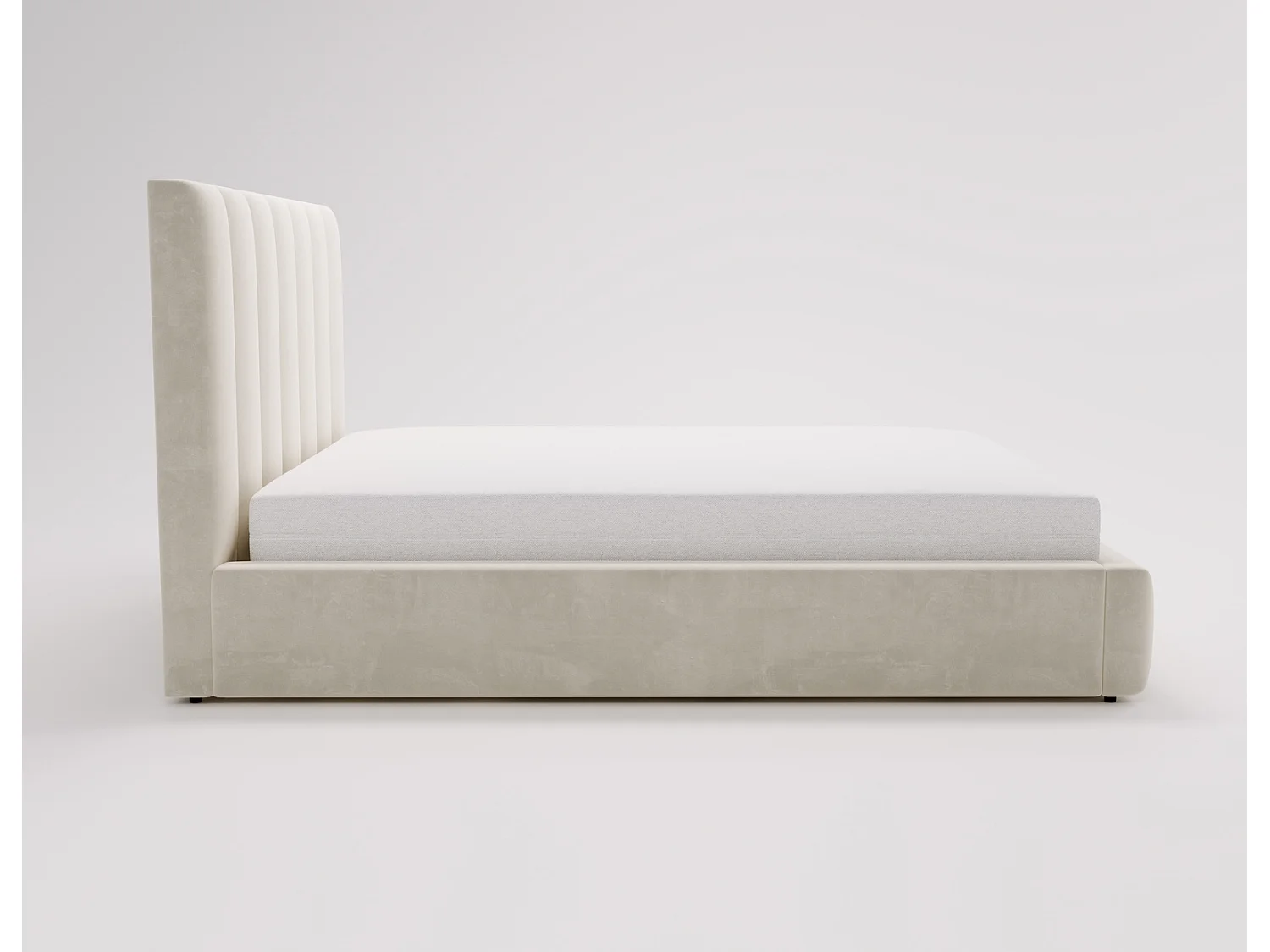 Emporius Velor gestoffeerd bed 160x200 - bed met opbergruimte en bedlade, tweepersoonsbed 160x200 fluwelen Crème (Magic Velvet 2201)