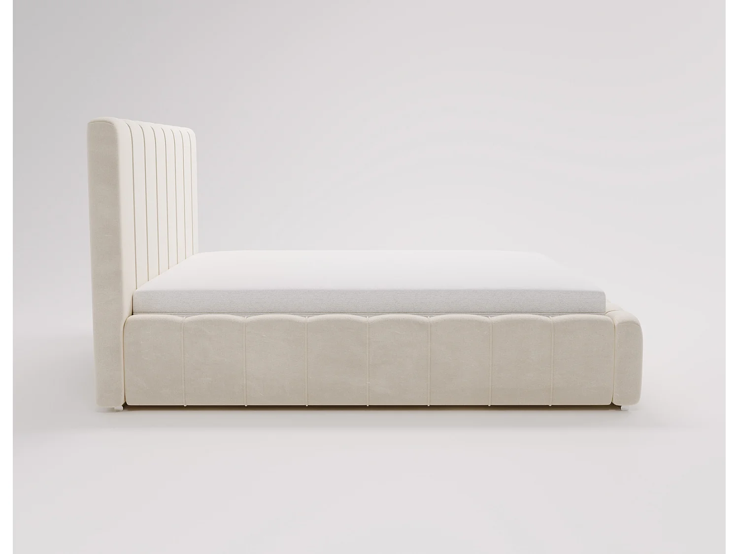 Emporius Lisbon gestoffeerd bed 180x200 met opbergruimte - bed 180x200, tweepersoonsbed fluwelen Crème (Komodo 10)