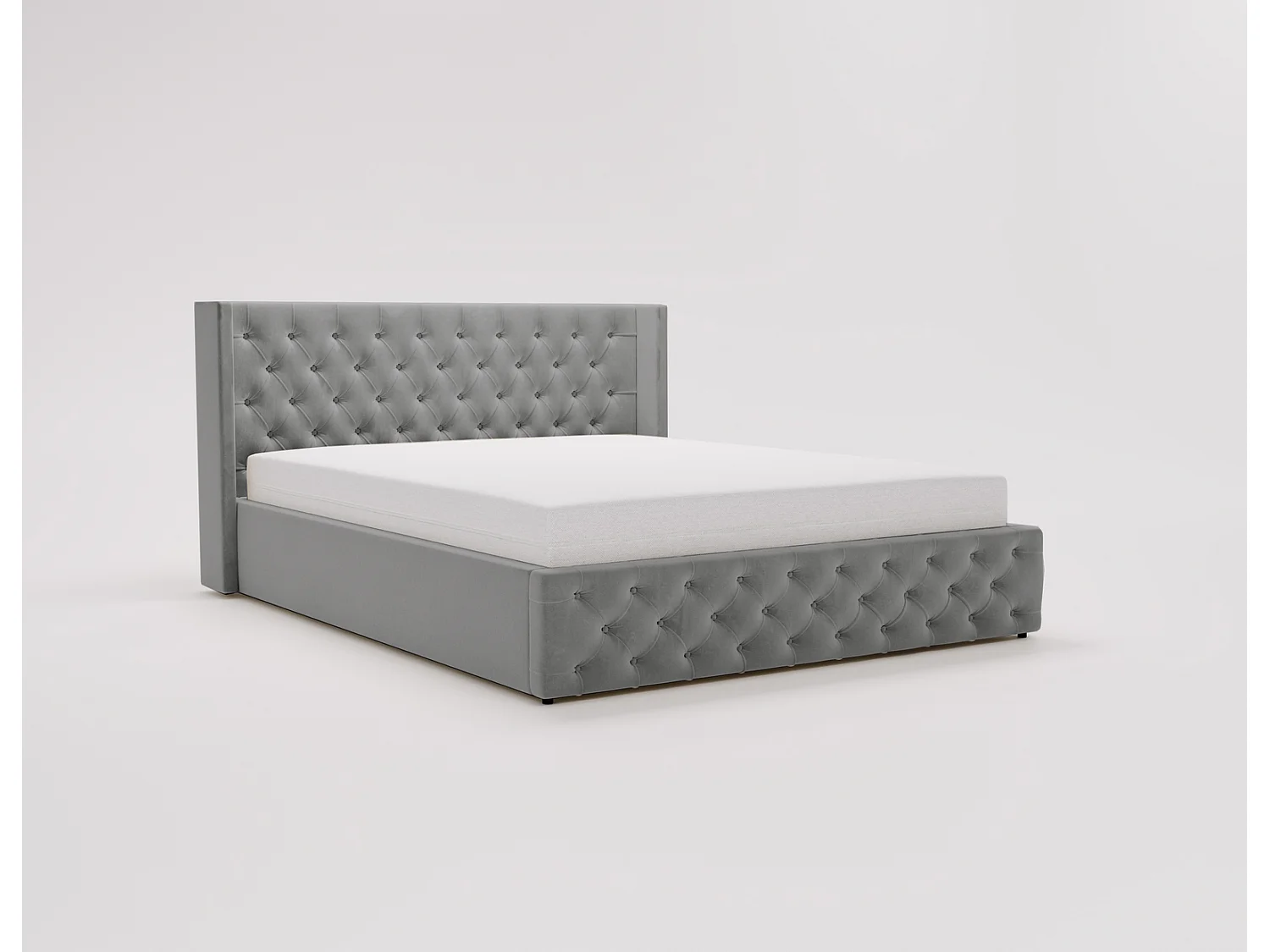 Emporius Rolia lit rembourré 180x200 lit avec rangement, sommier à lattes - lit coffre 180x200 tissu velour Gris (Magic Velvet 2217)