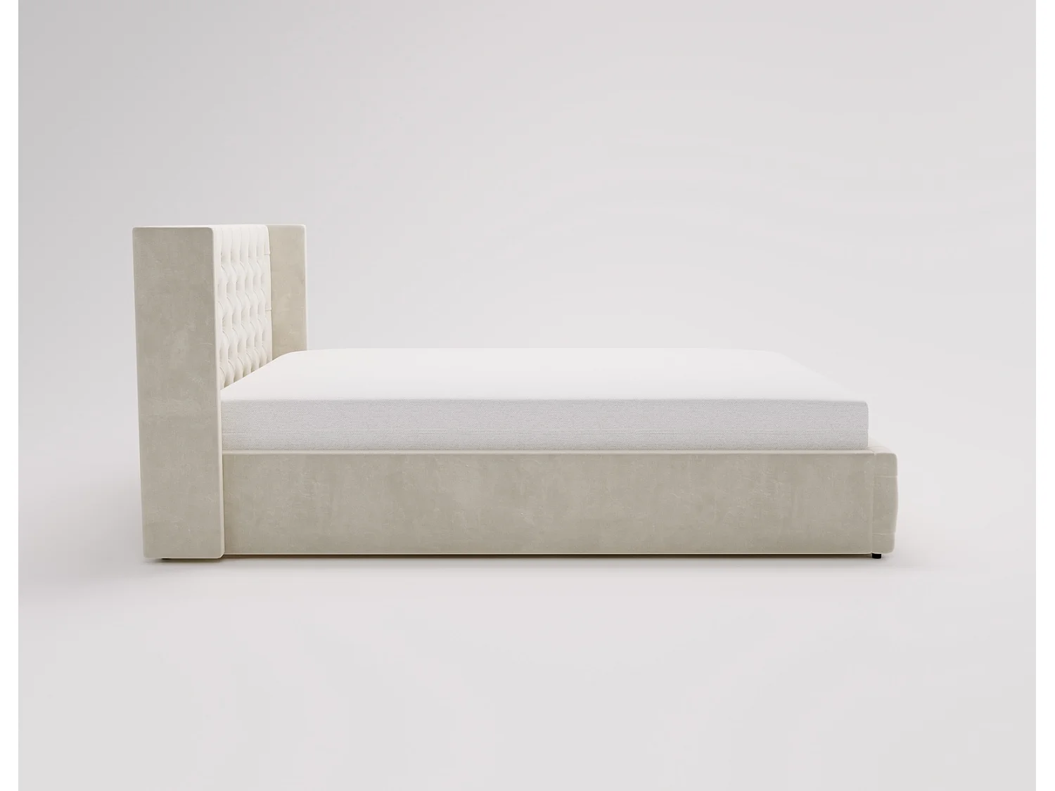 Emporius Rolia lit rembourré 200x200 lit avec rangement, sommier à lattes - lit coffre 200x200 tissu velour Crème (Magic Velvet 2201)