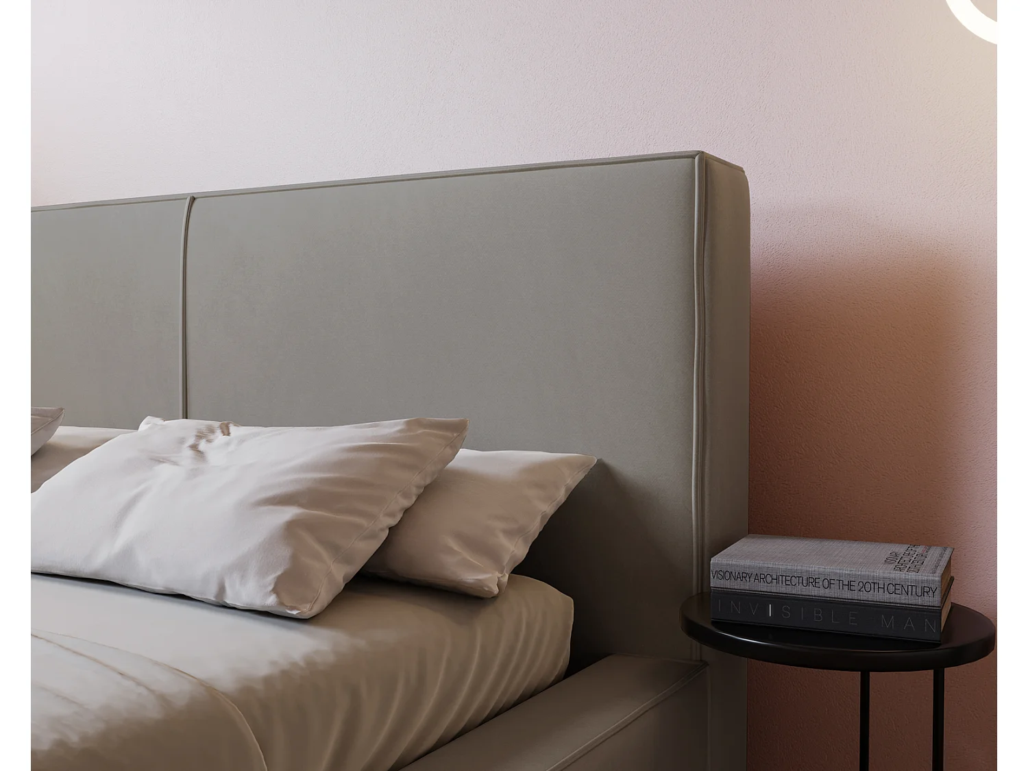 Emporius Morin lit coffre 140x200 avec sommier, tête de lit - lit adulte 140x200 Gris clair (Amor Velvet 4318)