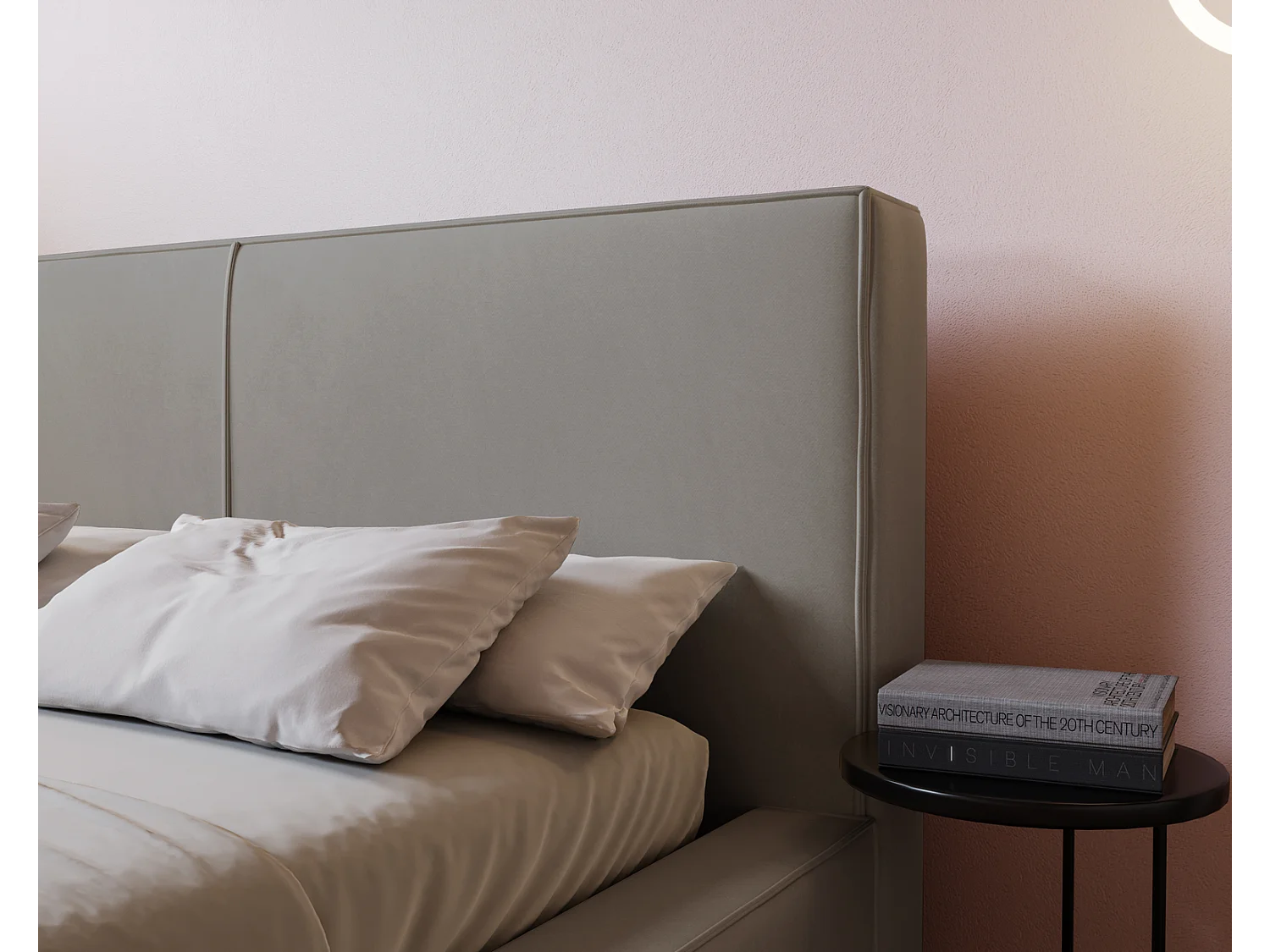 Emporius Morin Polsterbett 140x200 - Doppelbett 140x200 mit Bettkasten - Hellgrau (Amor Velvet 4318)