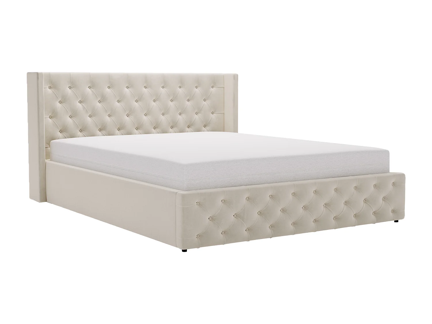 Emporius Rolia Doppelbett 160x200 - Polsterbett mit Bettkasten, Lattenrost - Samtstoff, velvet Creme (Magic Velvet 2201)