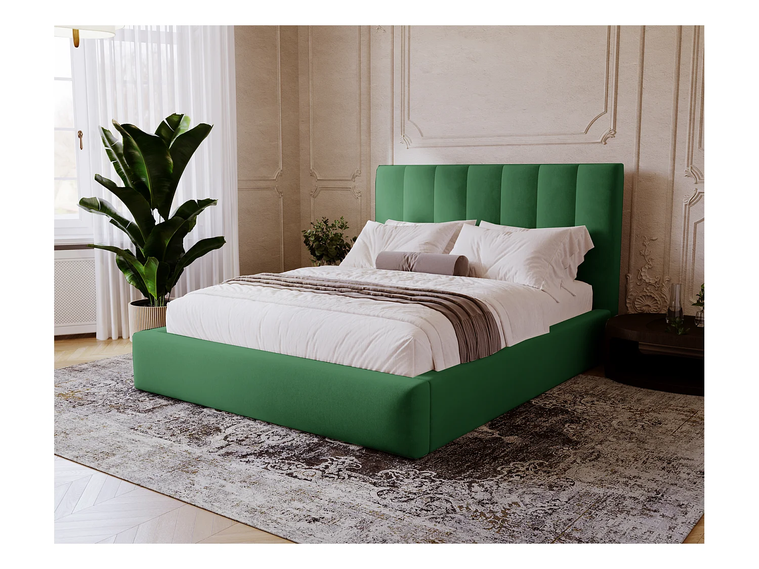 Emporius Velor lit coffre 140x200 avec rangement, lit adulte 140x200, sommier à lattes, velours Vert (Magic Velvet 2225)
