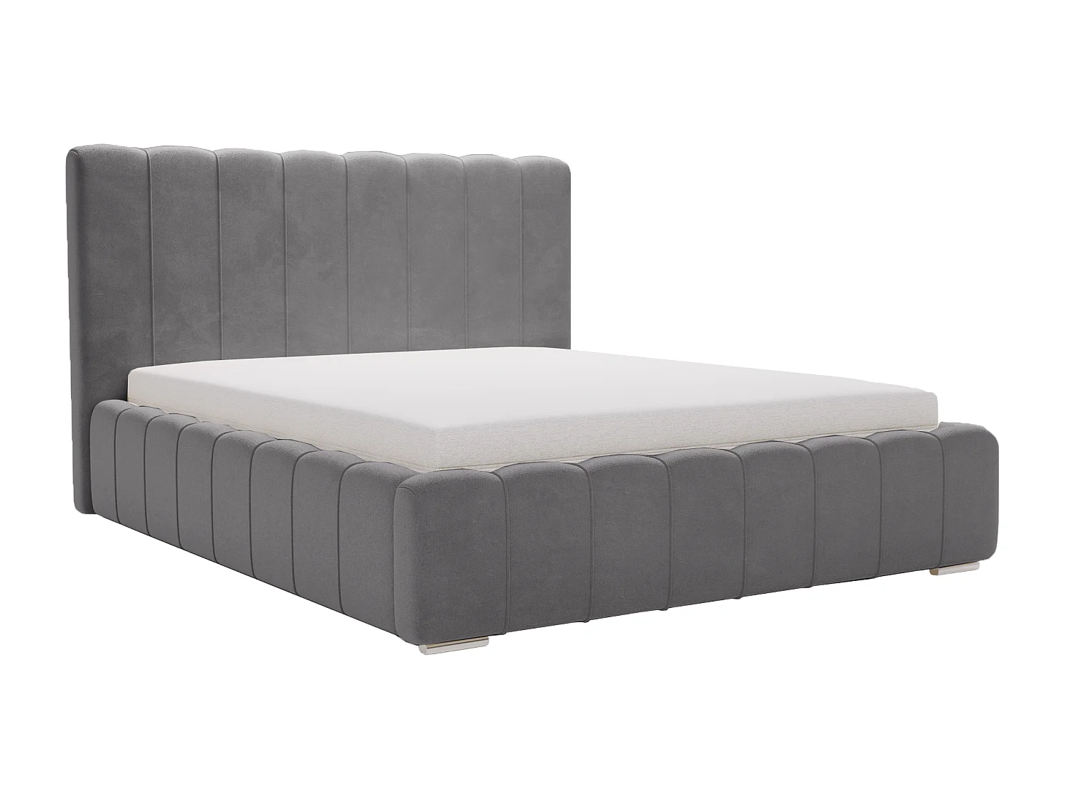 Emporius Lisbon gestoffeerd bed 140x200 met opbergruimte - bed 140x200, tweepersoonsbed fluwelen Grijs (Komodo 21)