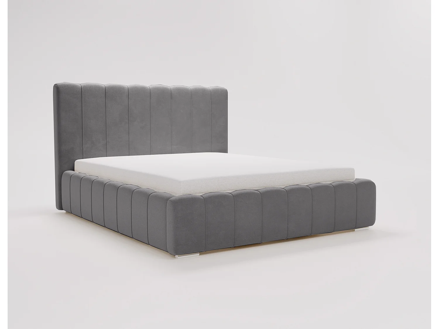 Emporius Lisbon gestoffeerd bed 140x200 met opbergruimte - bed 140x200, tweepersoonsbed fluwelen Grijs (Komodo 21)