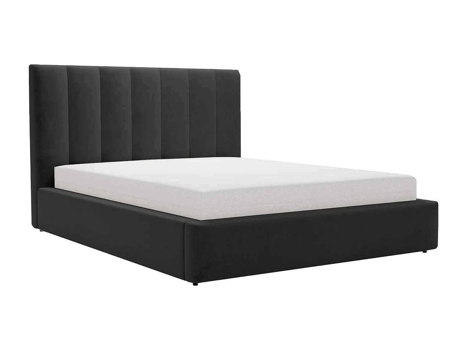 Emporius Velor lit coffre 140x200 avec rangement, lit adulte 140x200, sommier à lattes, velours Noir (Magic Velvet 2219)