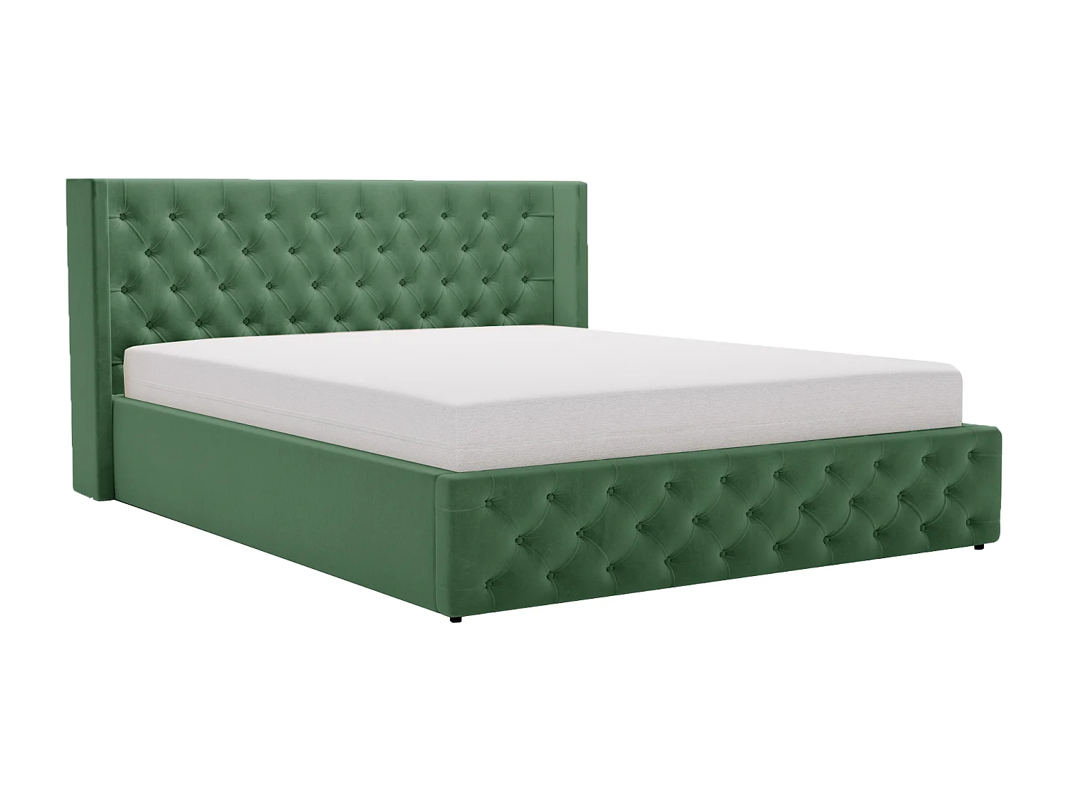 Emporius Rolia lit rembourré 200x200 lit avec rangement, sommier à lattes - lit coffre 200x200 tissu velour Vert (Magic Velvet 2225)