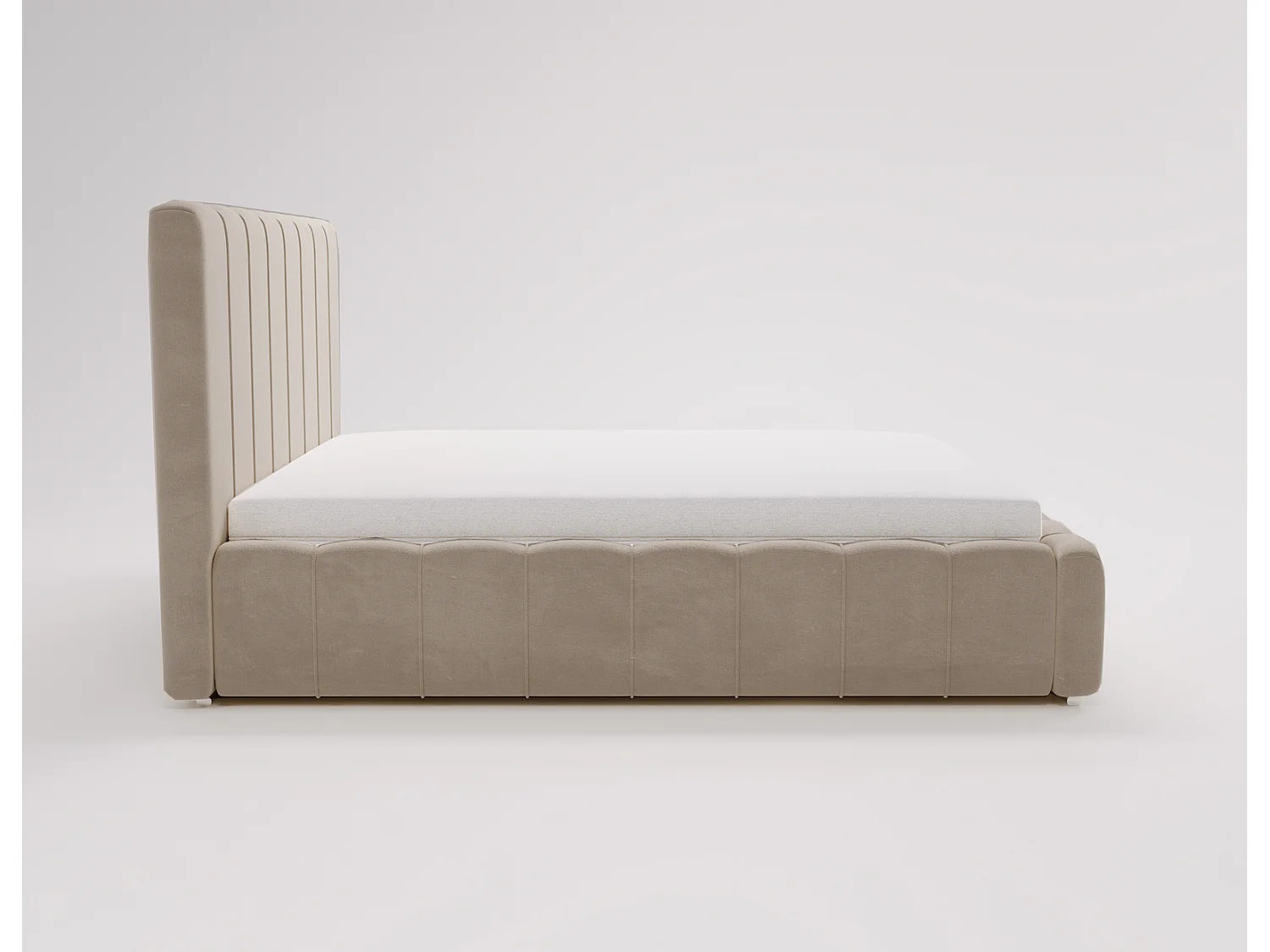 Emporius Lisbon gestoffeerd bed 140x200 met opbergruimte - bed 140x200, tweepersoonsbed fluwelen Beige (Komodo 11)