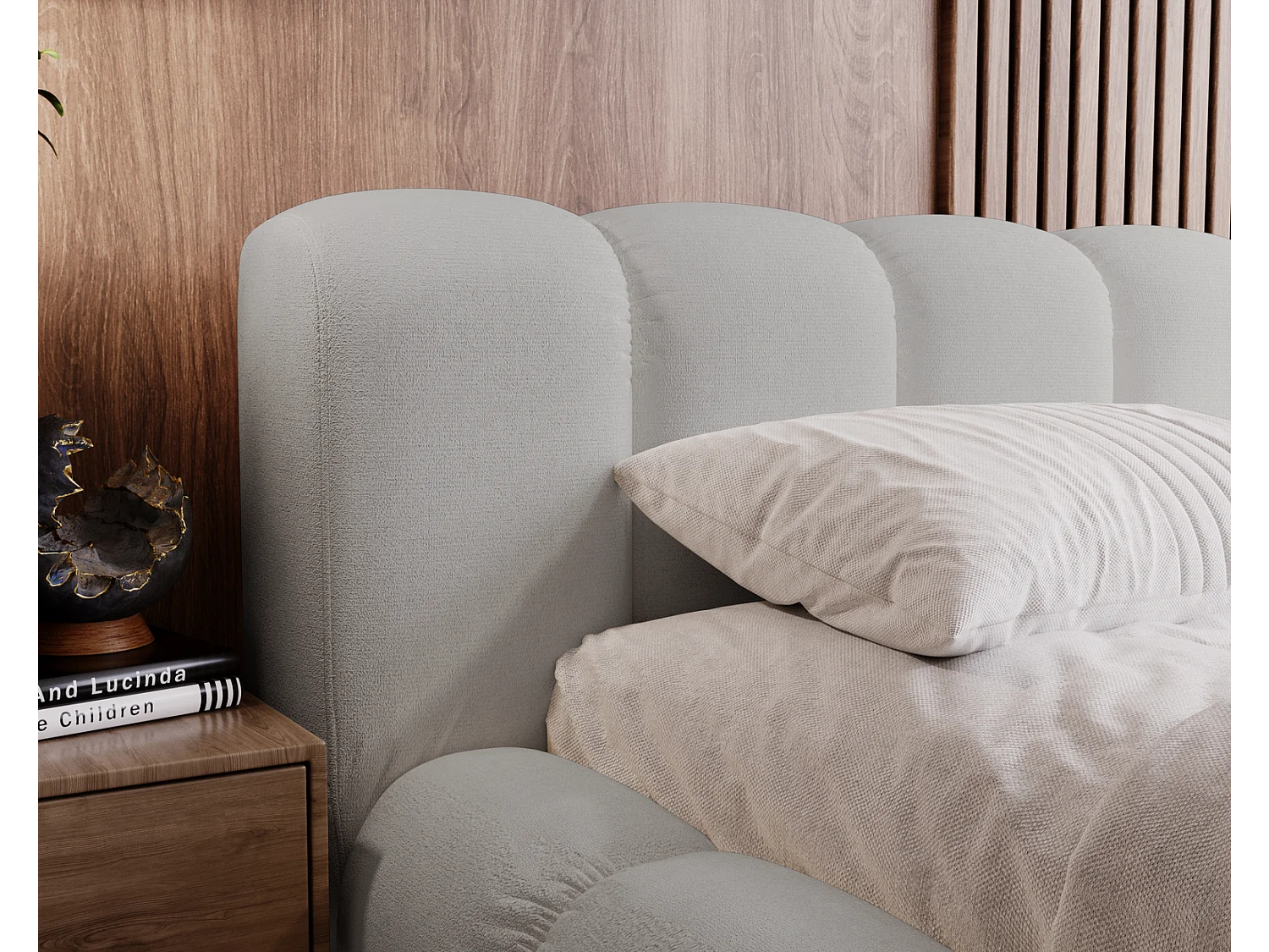 Emporius Cloud bed 180x200 met bedlade - gestoffeerd bed met opbergruimte, fluwelen Lichtgrijs (Komodo 20)