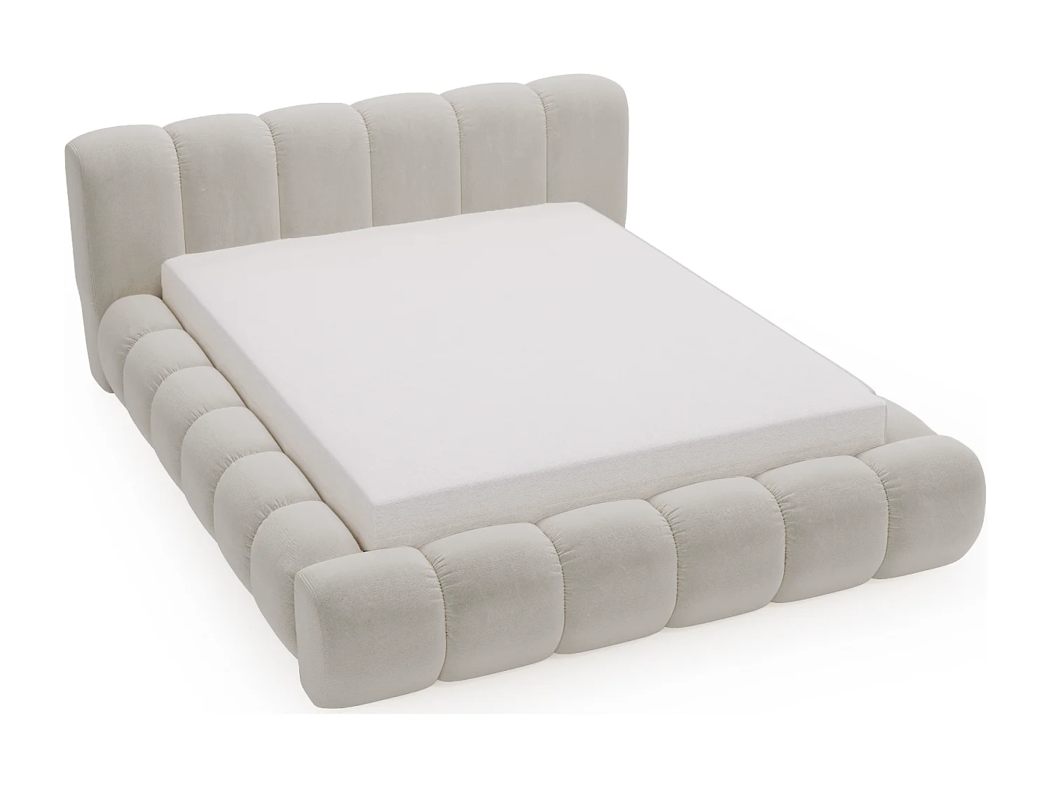 Emporius Cloud bed 180x200 met bedlade - gestoffeerd bed met opbergruimte, fluwelen Lichtgrijs (Komodo 20)