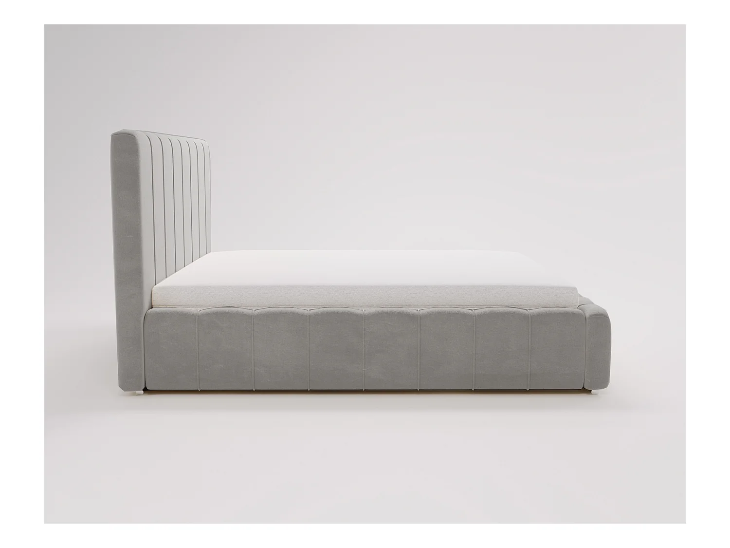 Emporius Lisbon lit avec rangement, lit adulte 200x200 sommier à lattes - lit coffre 200 x 200 - tissu velour Gris clair (Komodo 20)