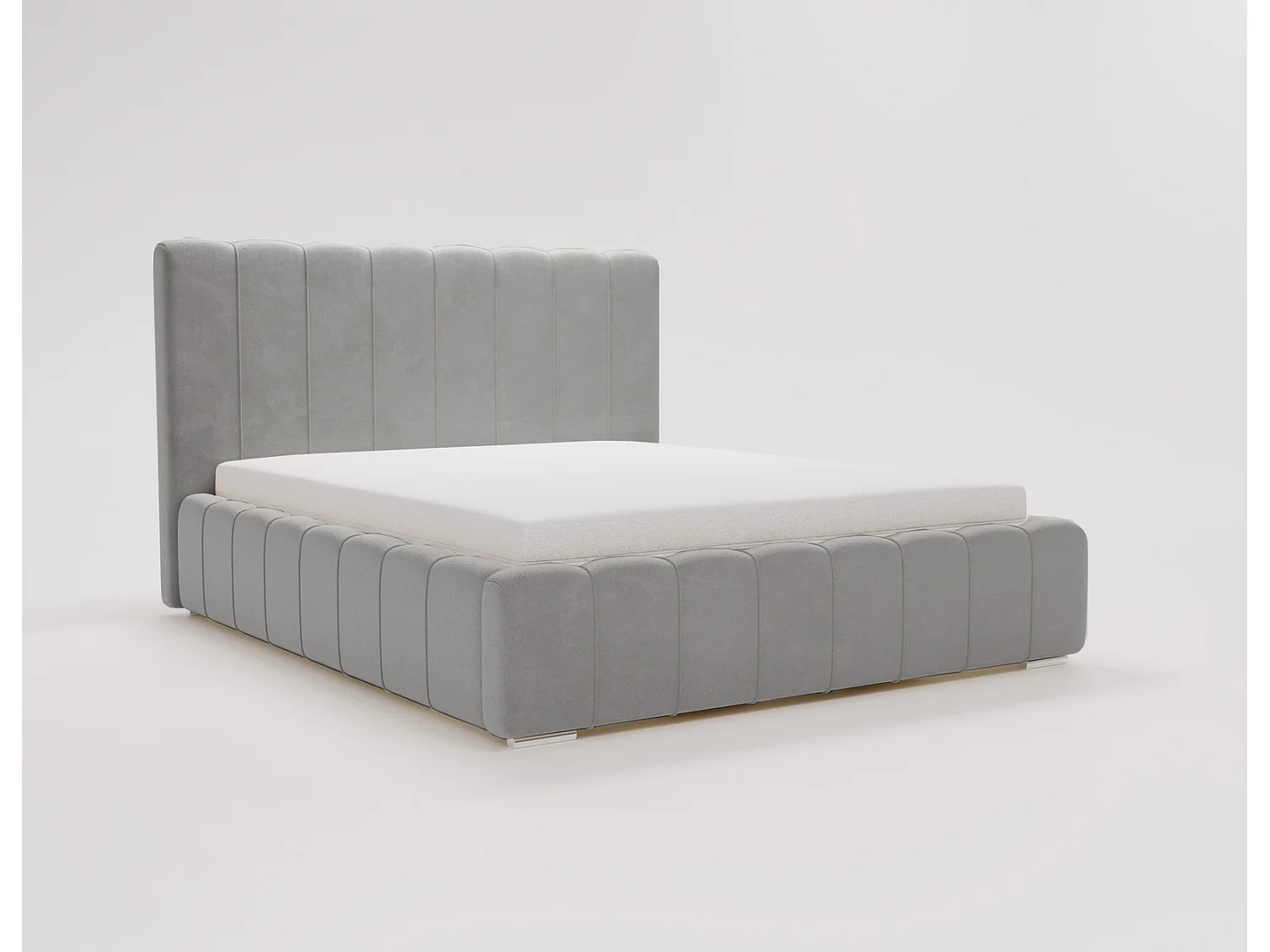Emporius Lisbon gestoffeerd bed 200x200 met opbergruimte - bed 200x200, tweepersoonsbed fluwelen Lichtgrijs (Komodo 20)