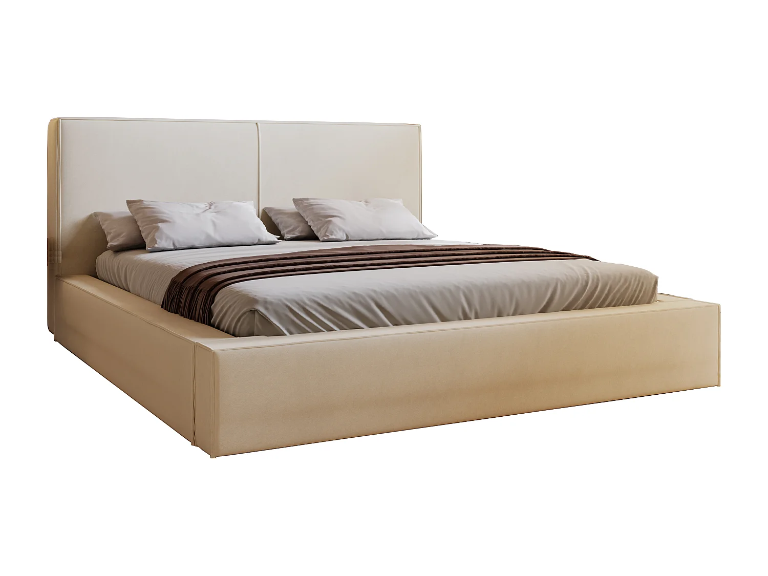 Emporius Morin Polsterbett 160x200 - Doppelbett 160x200 mit Bettkasten - Creme (Amor Velvet 4323)