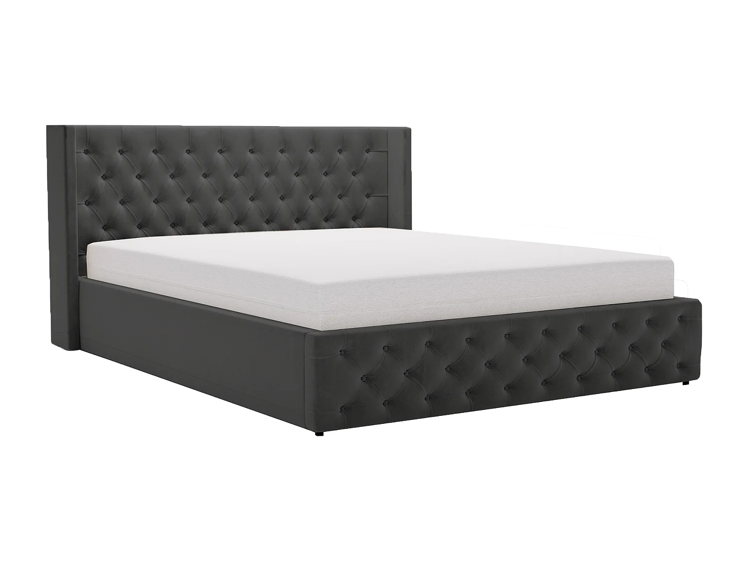 Emporius Rolia lit rembourré 160x200 lit avec rangement, sommier à lattes - lit coffre 160x200 tissu velour Noir (Magic Velvet 2219)