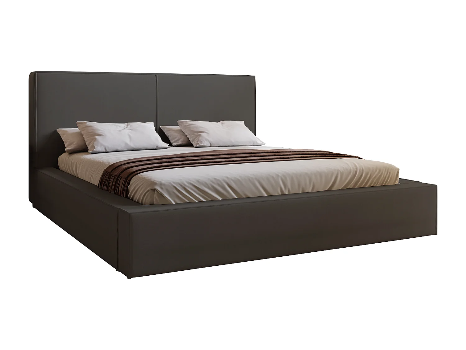 Emporius Morin Polsterbett 160x200 - Doppelbett 160x200 mit Bettkasten - Dunkelgrau (Amor Velvet 4321)