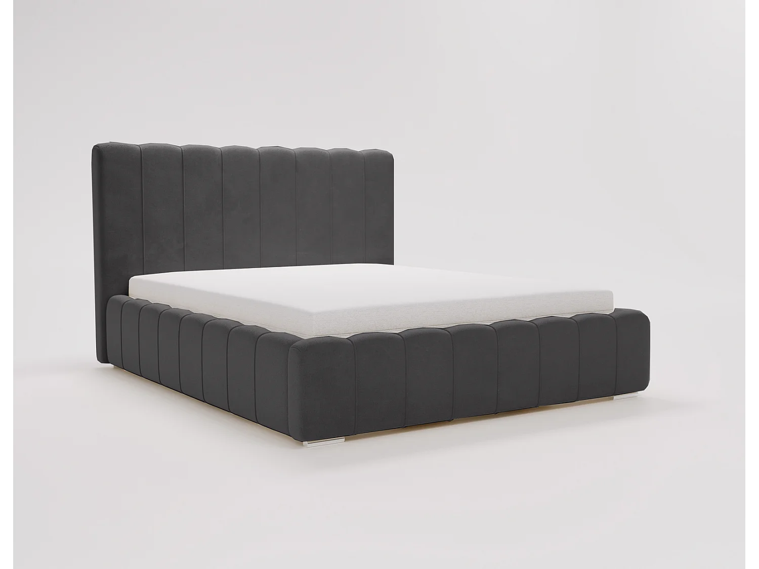 Emporius Lisbon gestoffeerd bed 200x200 met opbergruimte - bed 200x200, tweepersoonsbed fluwelen Zwart (Komodo 23)