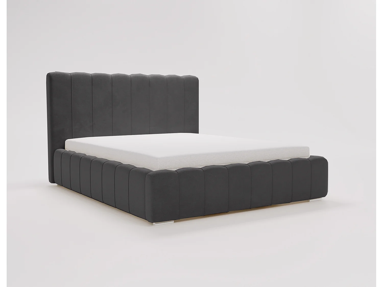 Emporius Lisbon lit avec rangement, lit adulte 140x200 sommier à lattes - lit coffre 140 x 200 - tissu velour Noir (Komodo 23)