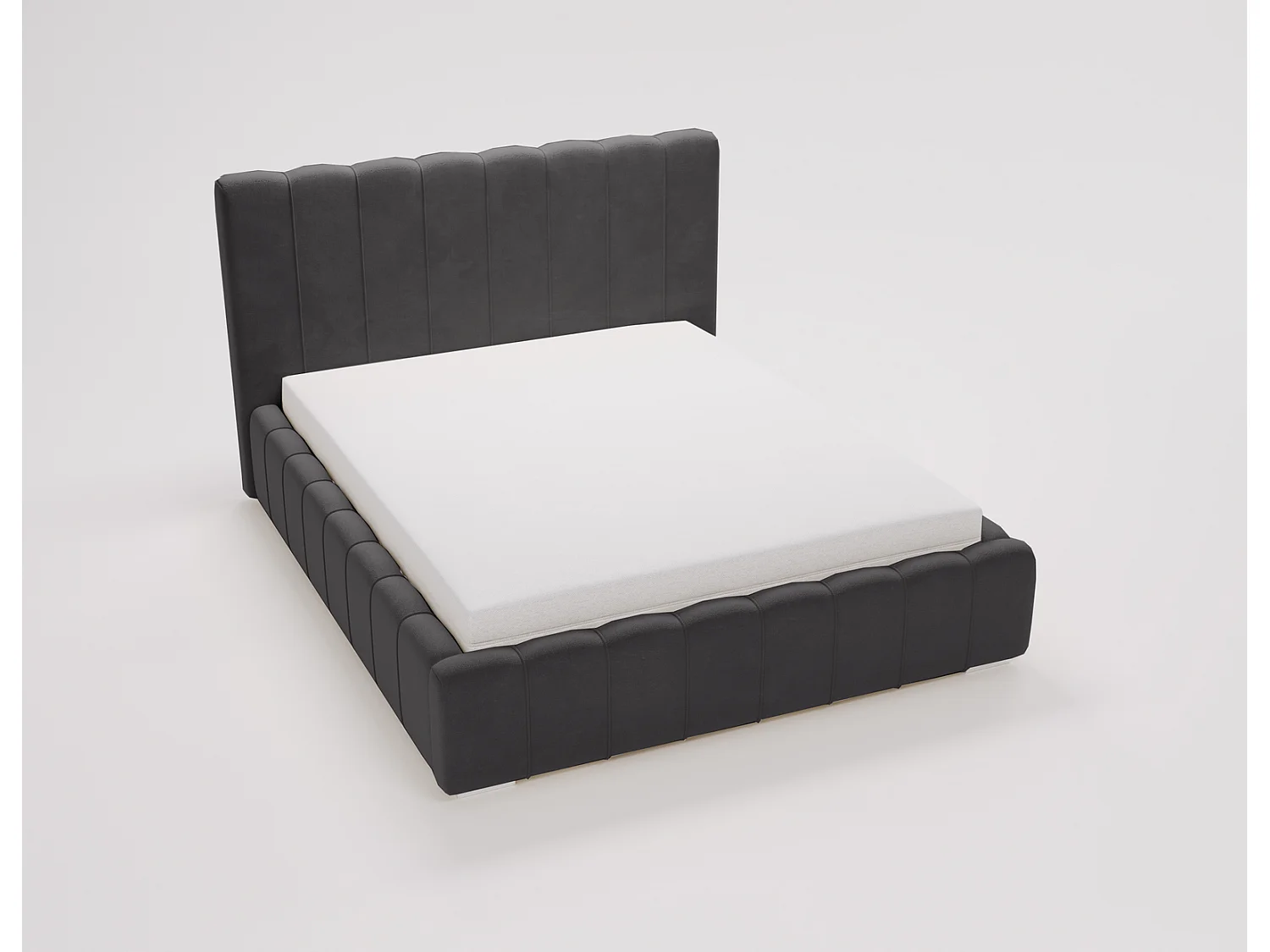 Emporius Lisbon lit avec rangement, lit adulte 140x200 sommier à lattes - lit coffre 140 x 200 - tissu velour Noir (Komodo 23)
