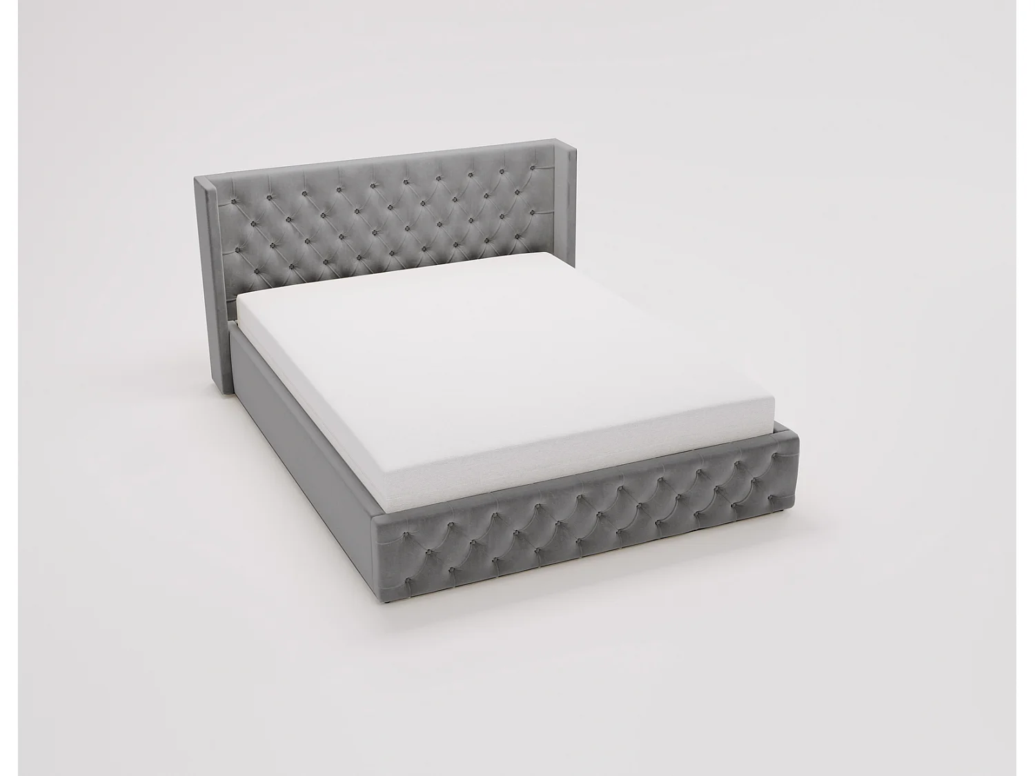 Emporius Rolia łóżko pikowane 140x200 - pojemnik i stelaż - łóżko dwuosobowe 140x200 w stylu glamour - aksamit, szary (Magic Velvet 2217)