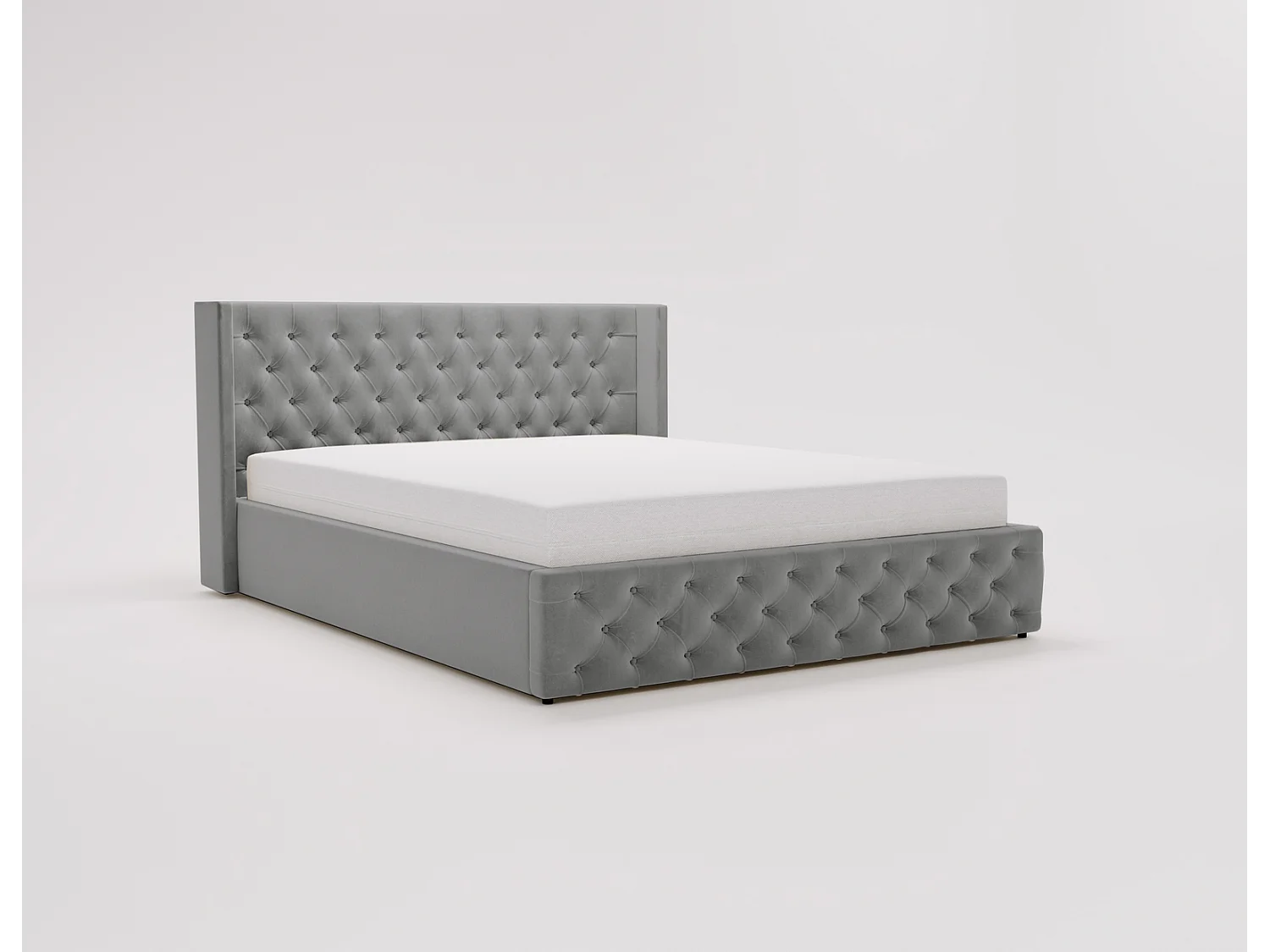 Emporius Rolia lit rembourré 140x200 lit avec rangement, sommier à lattes - lit coffre 140x200 tissu velour Gris (Magic Velvet 2217)