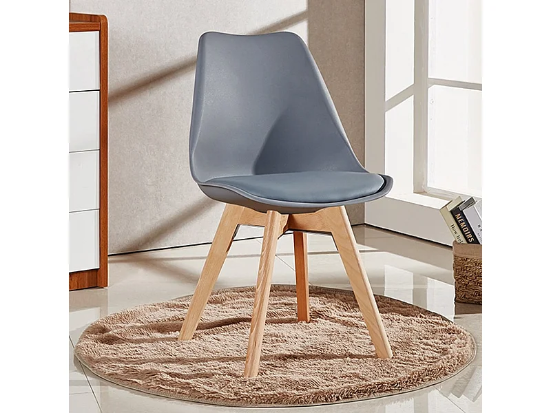 LORENZO - Chaise Scandinave - Assise Rembourrée - Gris