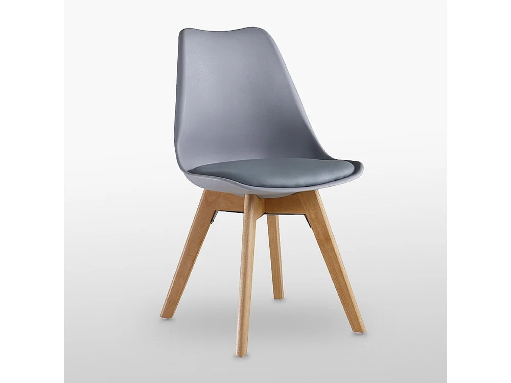 LORENZO - Chaise Scandinave - Assise Rembourrée - Gris