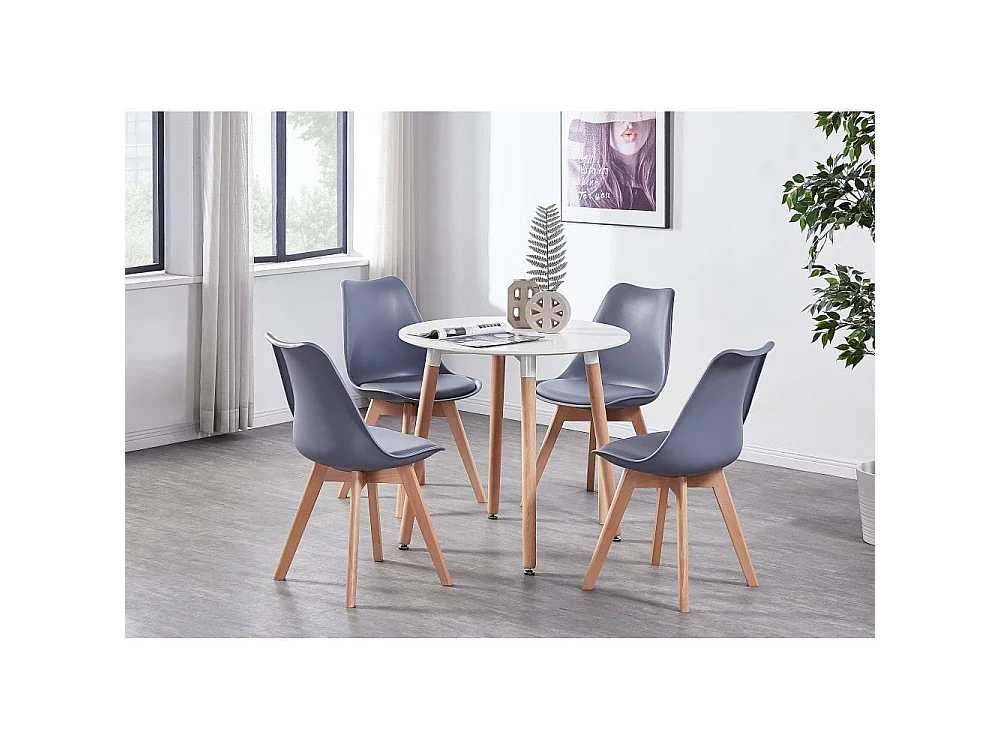 LORENZO - Chaise Scandinave - Assise Rembourrée - Gris
