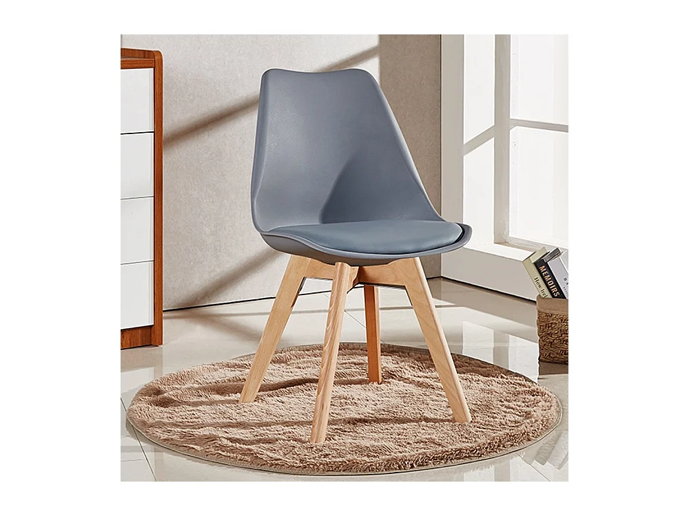 LORENZO - Chaise Scandinave - Assise Rembourrée - Gris