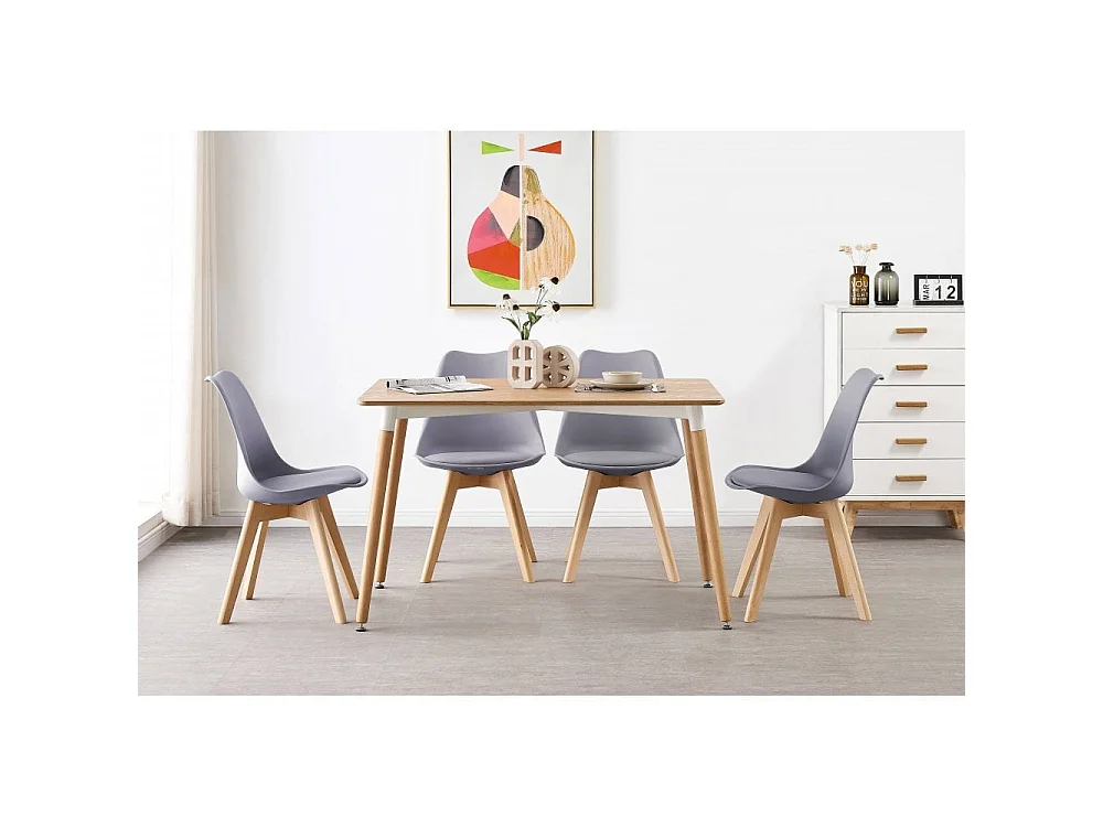 LORENZO - Chaise Scandinave - Assise Rembourrée - Gris