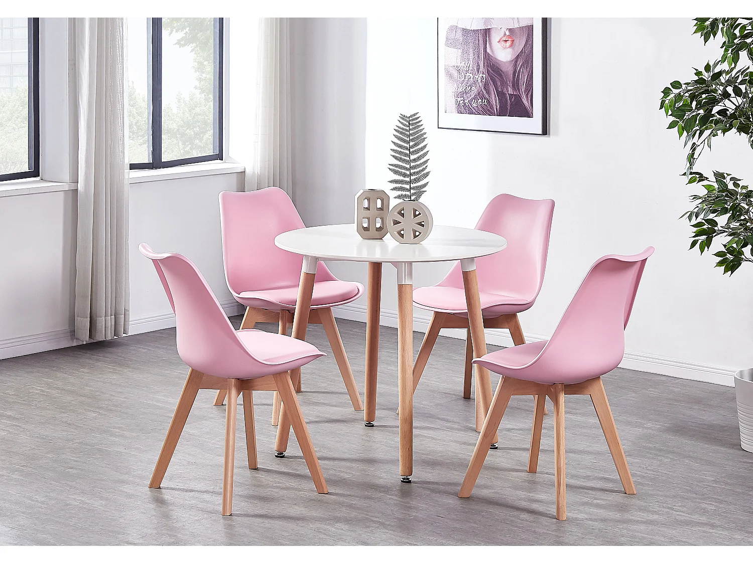 LORENZO - Chaise Scandinave - Assise Rembourrée - Rose
