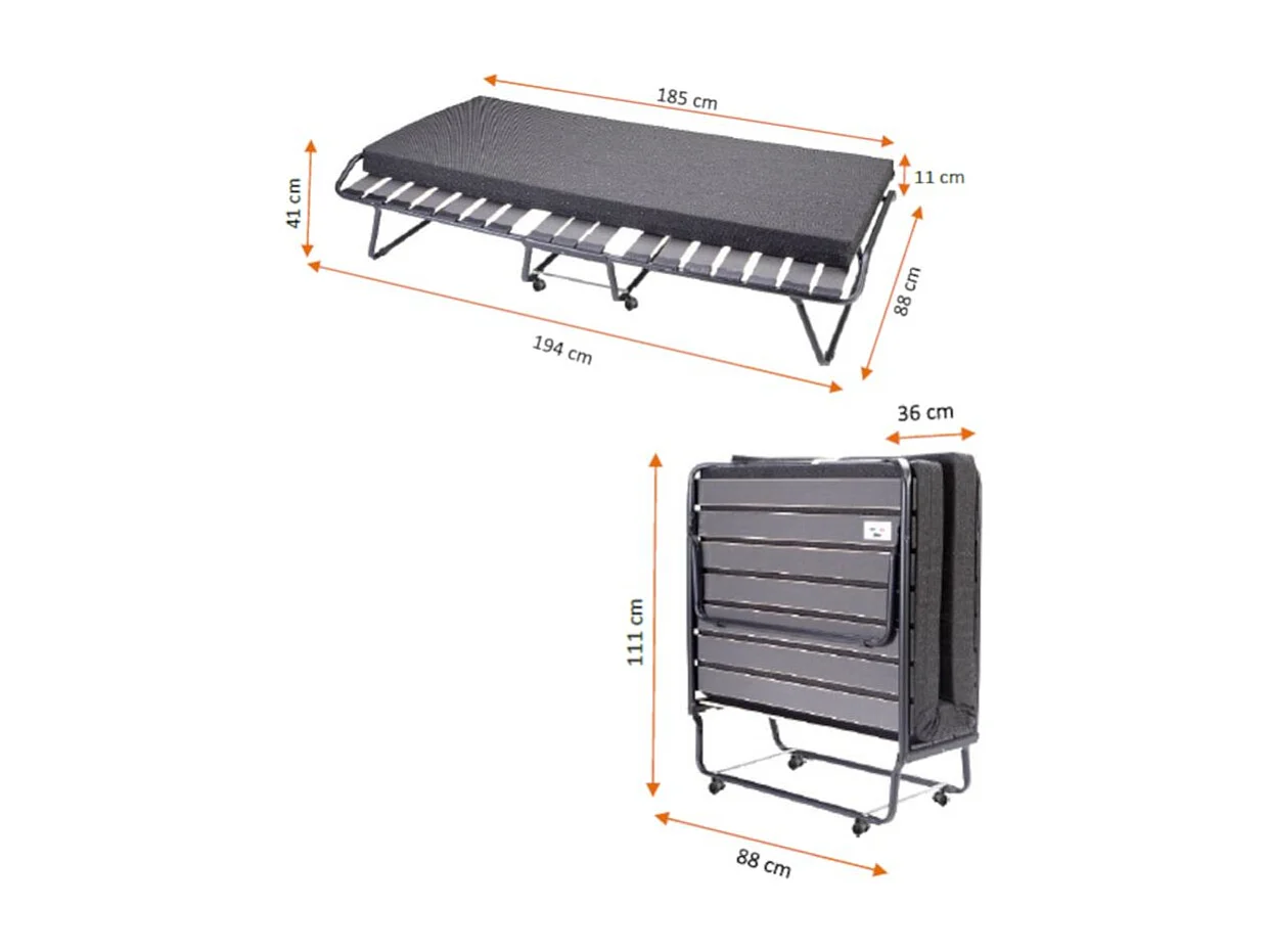 Lit pliant spécial hôtellerie – 90x190 - 17 lattes bois - Gain de place