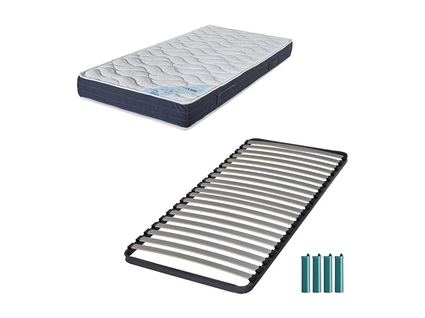 Matelas et sommier 140x190 Mousse - Melior - Soutien ferme - Fabriqué en France