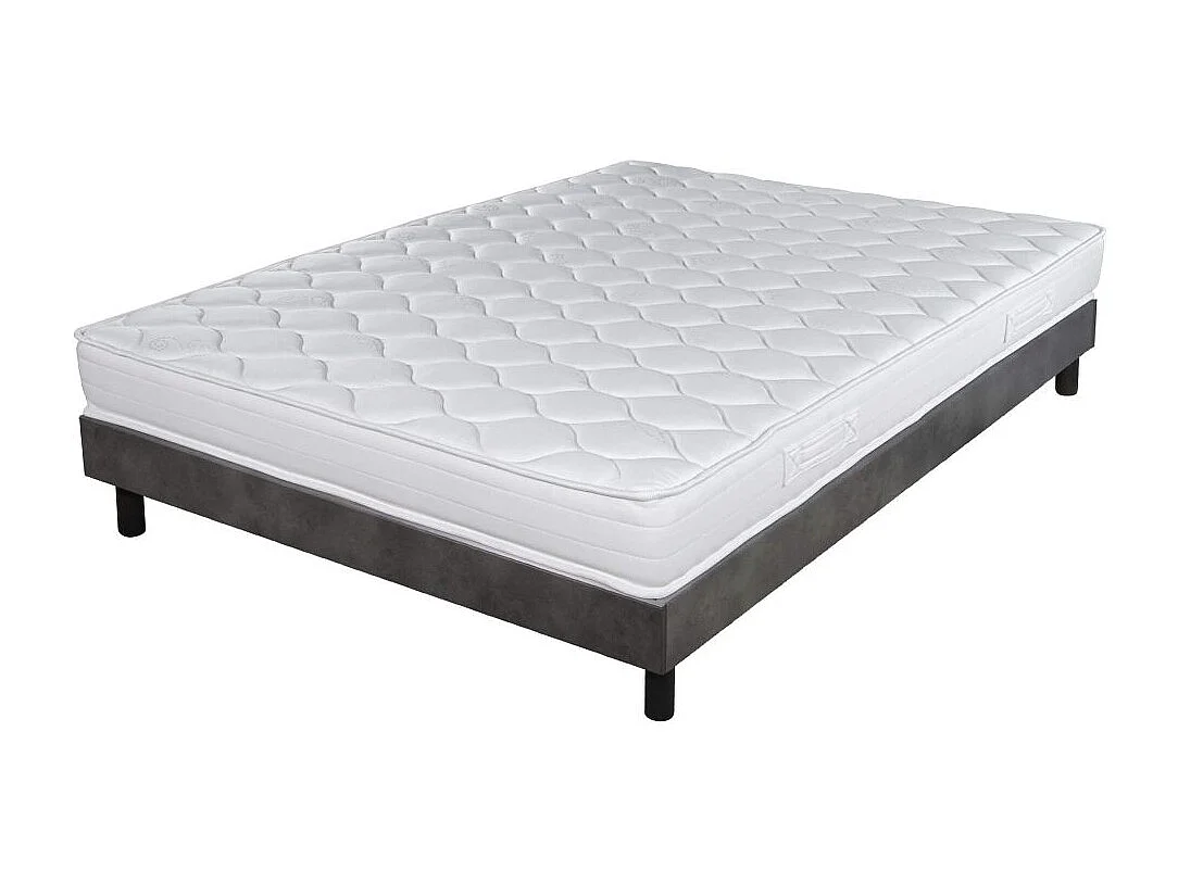 Matelas + sommier 140x190 Mousse - Decokit - Soutien medium - Sommier démonté - Béton