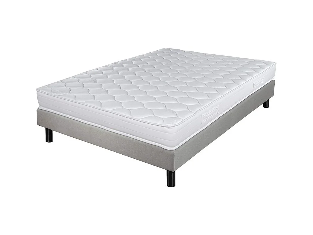Matelas et sommier 160x200 Mousse - Newkit - Soutien medium - Sommier démonté - Lin