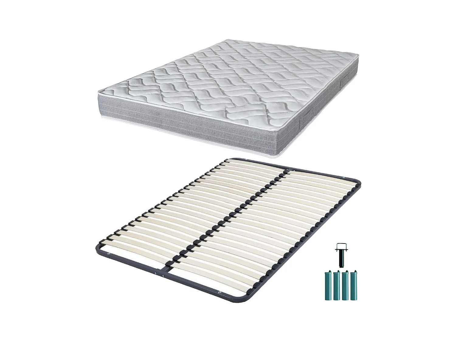 Matelas et sommier 140x190 Mousse - Maryland - Soutien ferme - Sommier démonté
