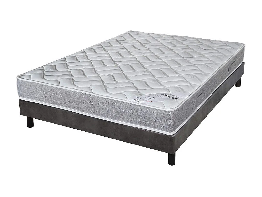 Matelas + sommier 140x190 Mousse - Maryland - Soutien ferme - Sommier démonté - Béton