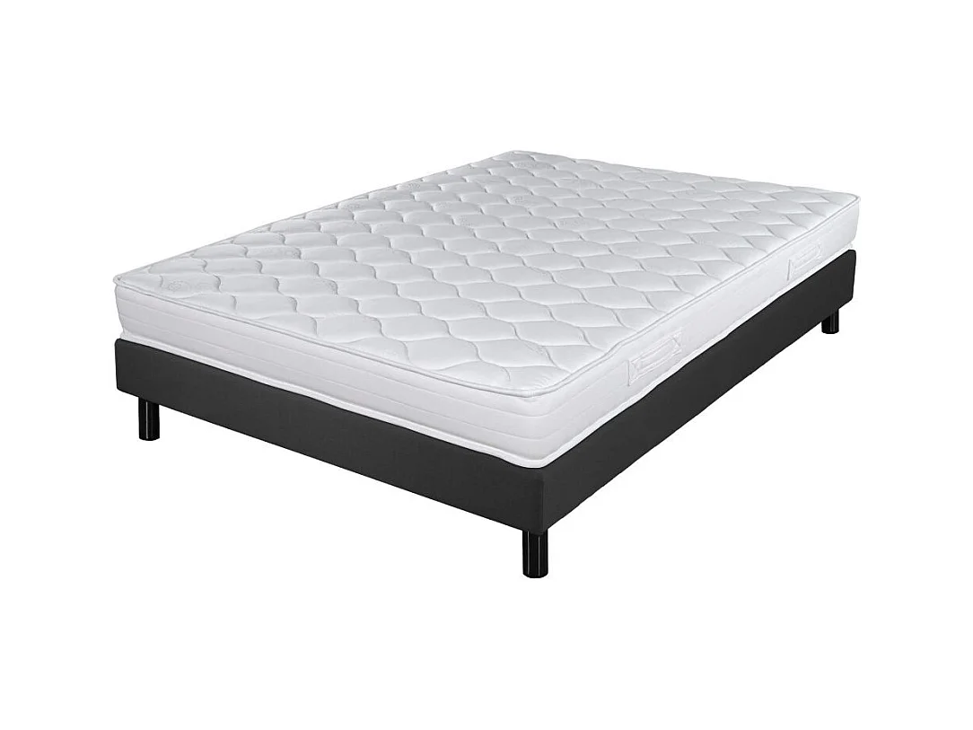 Matelas et sommier 160x200 Mousse - Newkit - Soutien medium - Sommier démonté - Gris