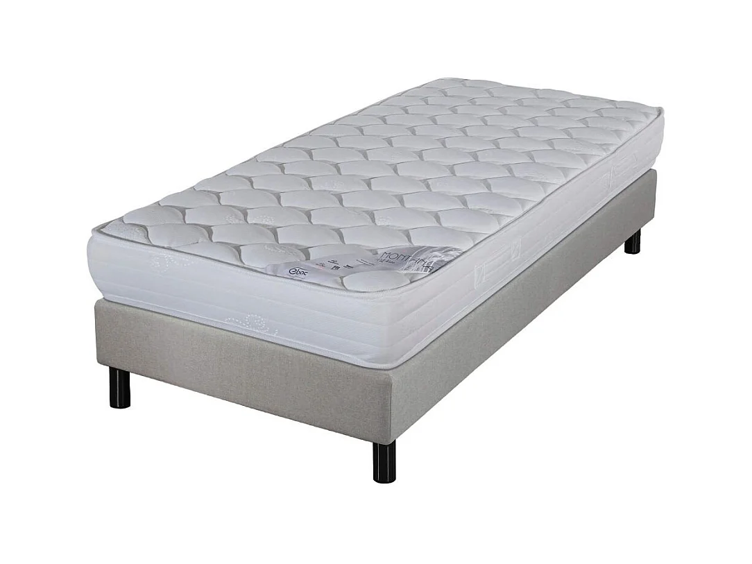 Matelas et sommier 90x190 Mousse - Newkit - Soutien medium - Sommier démonté - Lin