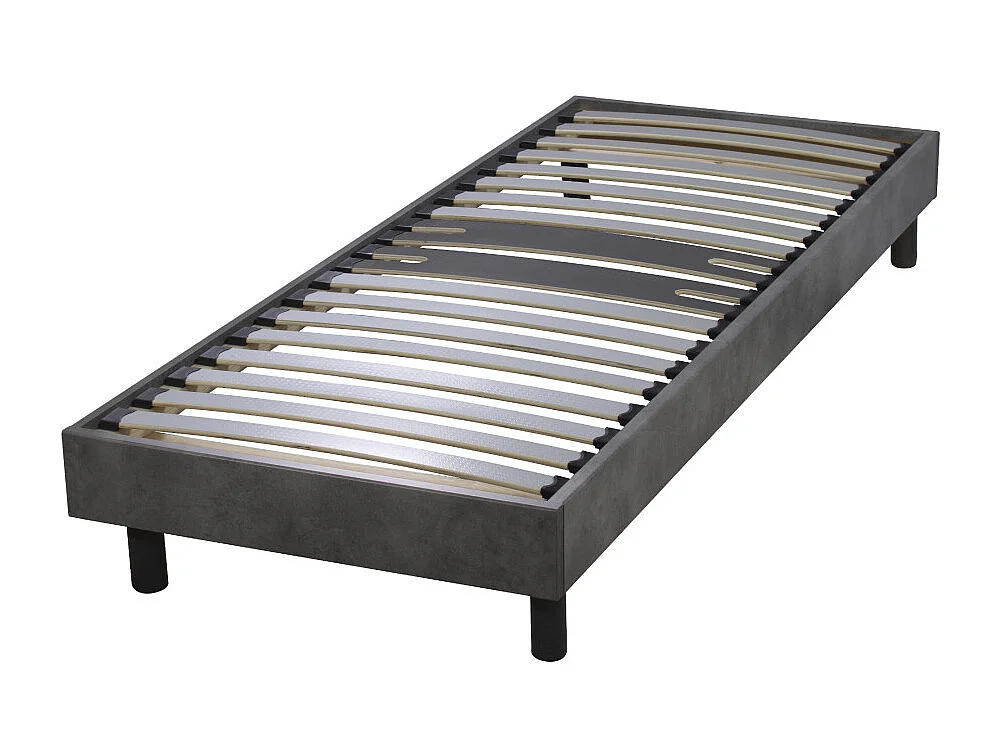 Matelas et sommier 90x190 Mousse - Decokit - Soutien medium - Sommier démonté - Béton
